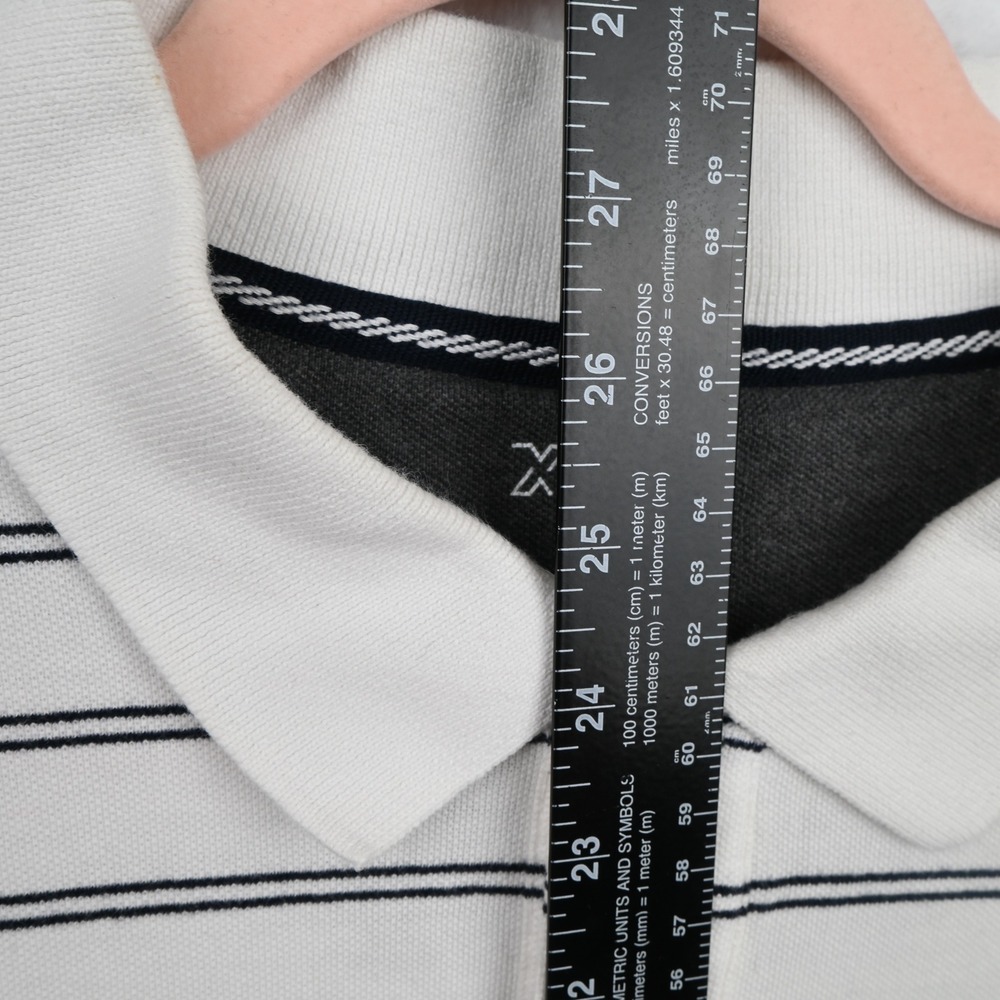 PBX Basics Polo Shirt Mens XL White Striped Short Sleeve Casual - Picture 6 of 6